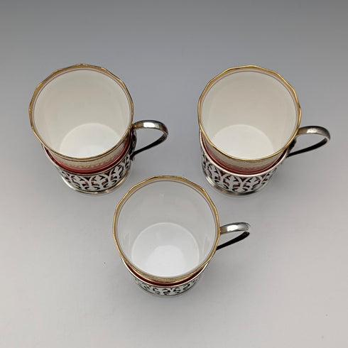 1929 年英國復古純銀杯托瓷杯 3 件套 Walker&Hall,AYNSLEY